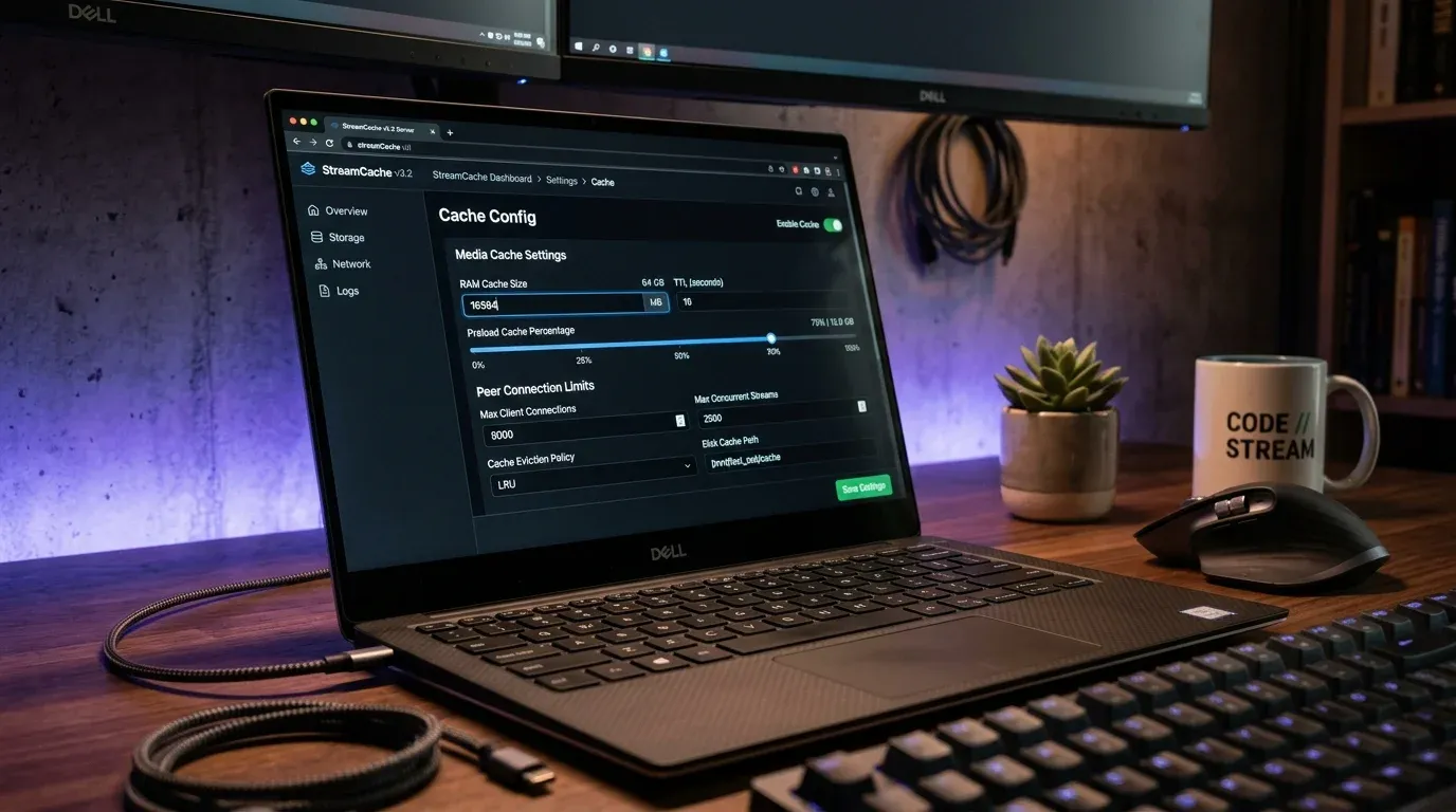 Интерфейс веб-конфигуратора TorrServer с параметрами размера буфера RAM и кэша предзагрузки
