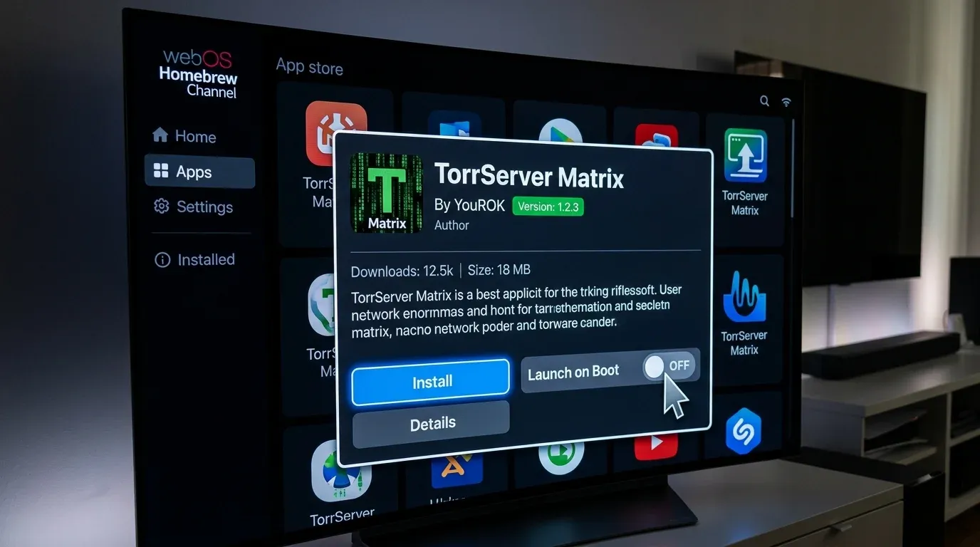 Установка пакета TorrServer Matrix через каталог Homebrew Channel на телевизоре LG webOS